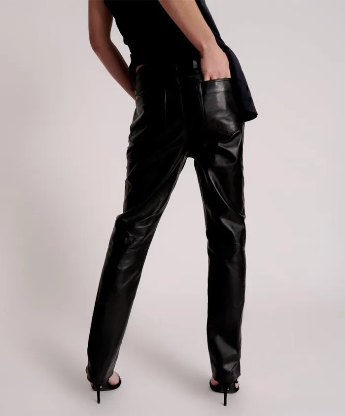 One Teaspoon Leather Women Blacklight Leather Lace Up Pants