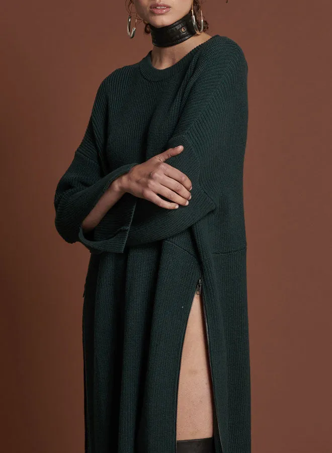 One Teaspoon Midi and Maxi Dresses Women BOTTLE GREEN STUDIO ZIP KNIT DRESS