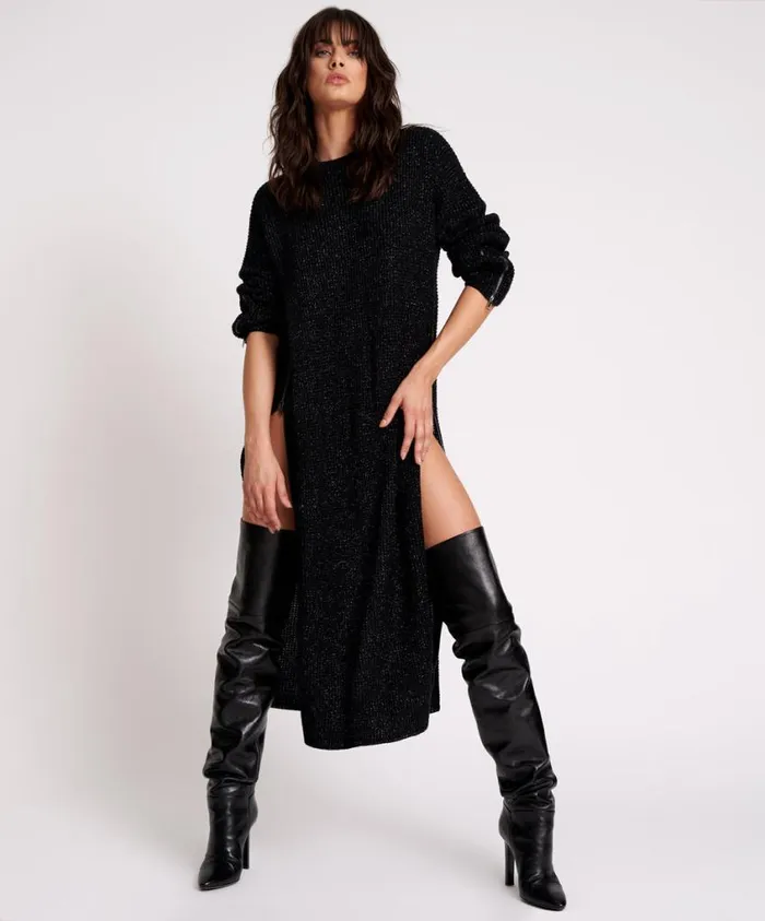 One Teaspoon Midi and Maxi Dresses Women Le Freak Metallic Zipped Knit Dress