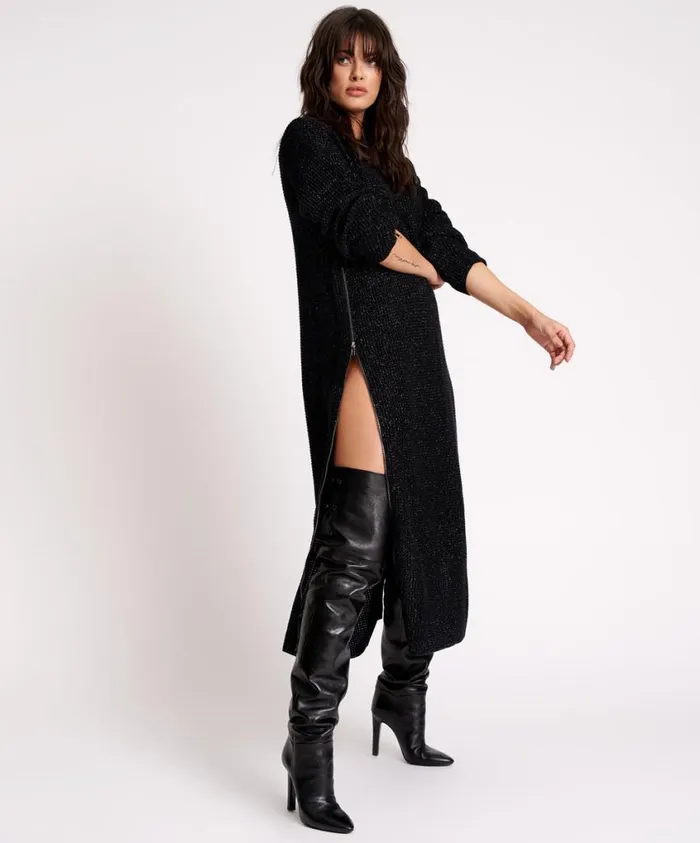 One Teaspoon Midi and Maxi Dresses Women Le Freak Metallic Zipped Knit Dress