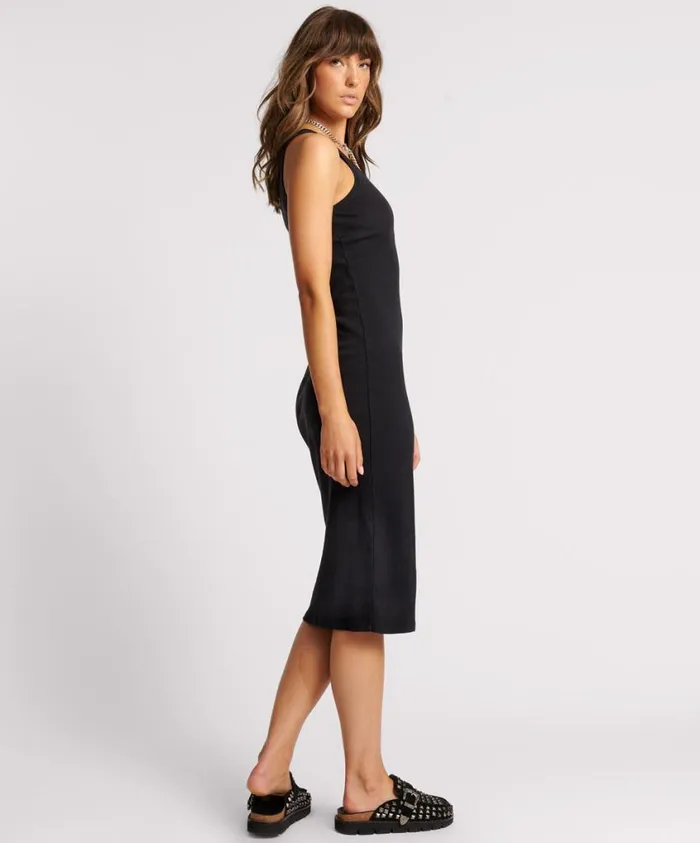 One Teaspoon Midi and Maxi Dresses Women Washed Black One Teaspoon Rib Singlet Dress