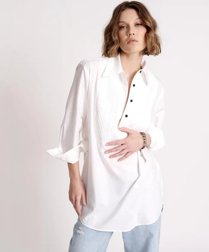 One Teaspoon Mini Dresses Women Tuxedo Shirt Dress