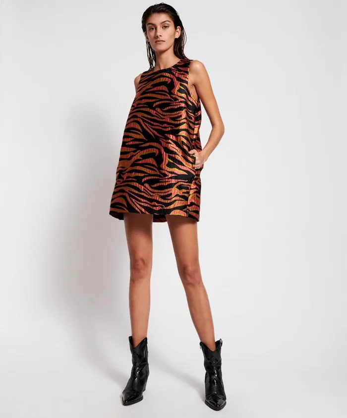 One Teaspoon Mini Dresses Women Zebra Shift Dress