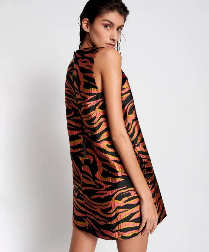 One Teaspoon Mini Dresses Women Zebra Shift Dress