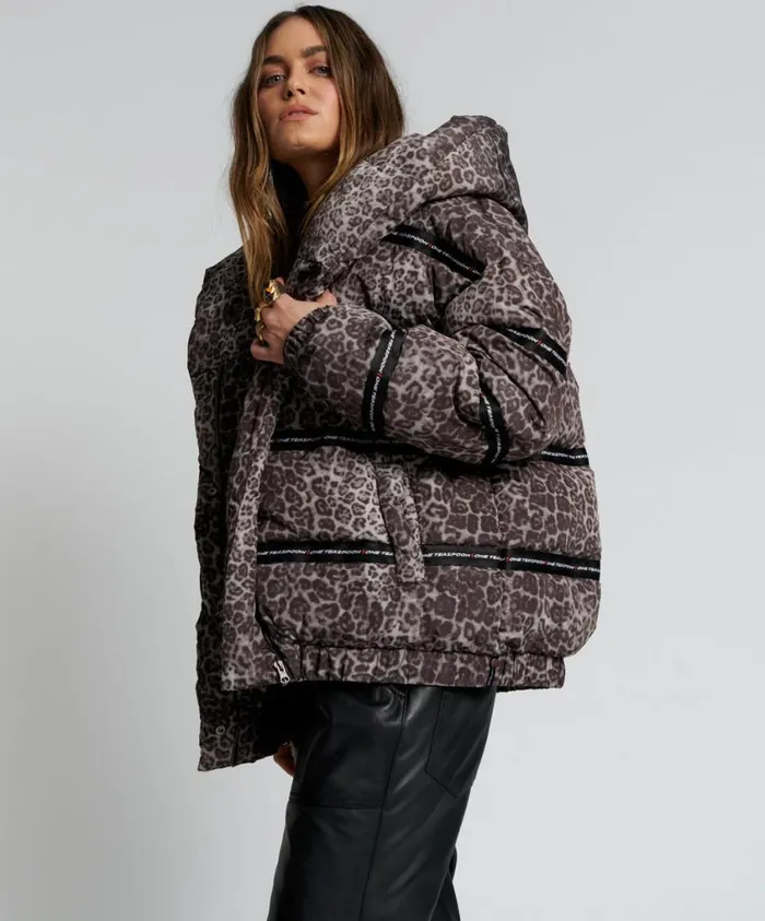 One Teaspoon Puffa Jackets Women Addicted Animal Puffa Jacket