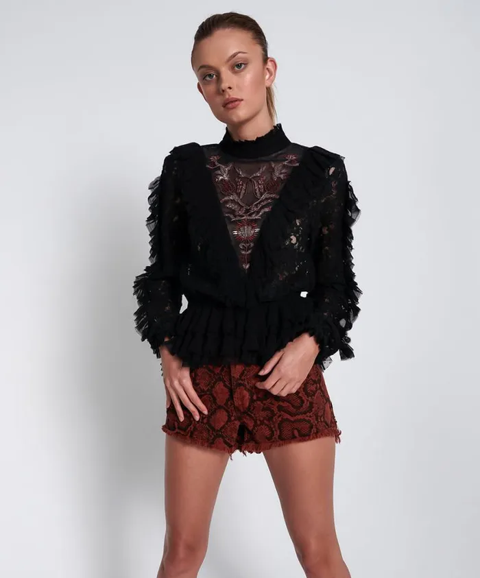 One Teaspoon Shirts Women Awakened Embroidered Longsleeve Top