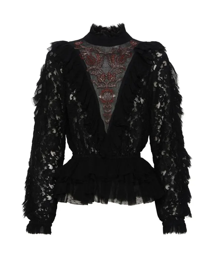 One Teaspoon Shirts Women Awakened Embroidered Longsleeve Top