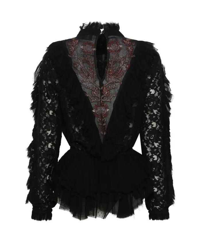 One Teaspoon Shirts Women Awakened Embroidered Longsleeve Top