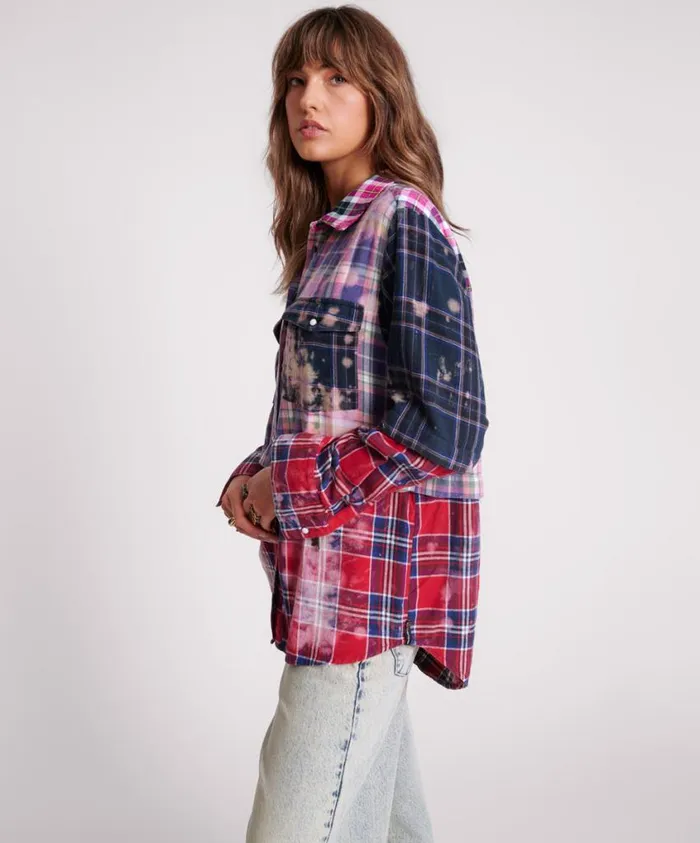 One Teaspoon Shirts Women Button Off Distressed Flannel Shirt