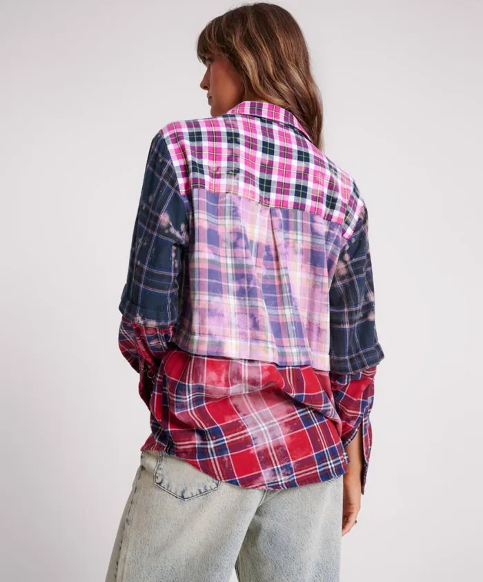 One Teaspoon Shirts Women Button Off Distressed Flannel Shirt