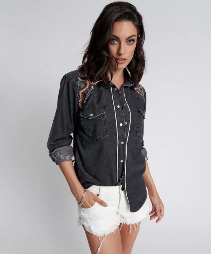 One Teaspoon Shirts Women Desert Flower Western Shirt