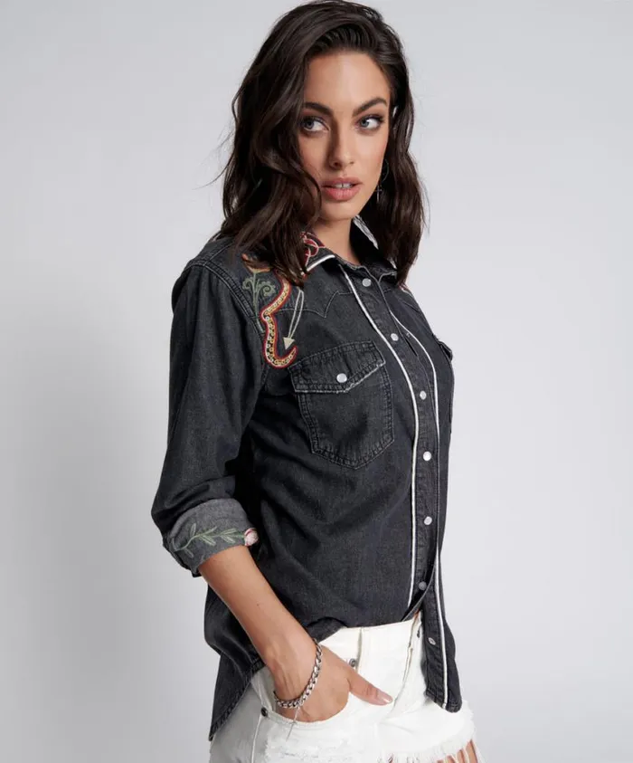 One Teaspoon Shirts Women Desert Flower Western Shirt