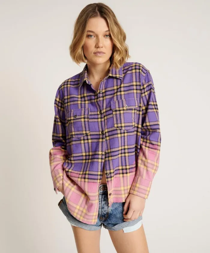 One Teaspoon Shirts Women Dip Dye Flannel Liberty Shirt