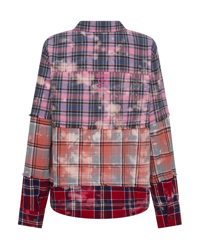 One Teaspoon Shirts Women Distressed Mixed Flannel Shirt