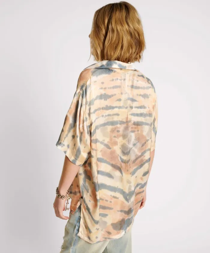 One Teaspoon Shirts Women Hand Painted Date Night Satin Shirt