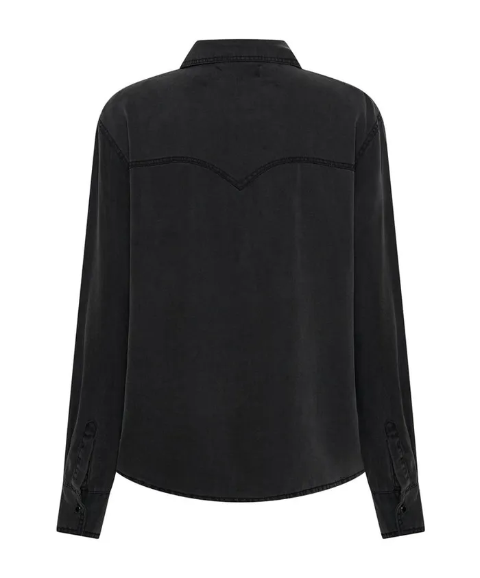 One Teaspoon Shirts Women Soft Black Tencel Western Shirt