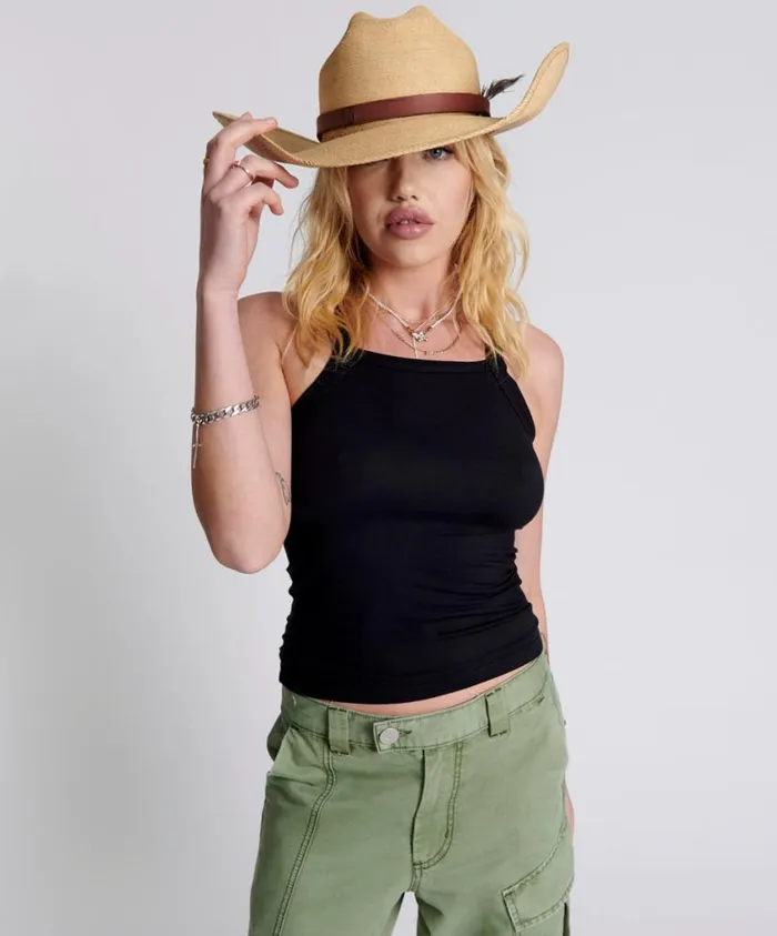 One Teaspoon Tees and Tanks Women Bamboo Miami Tank Black