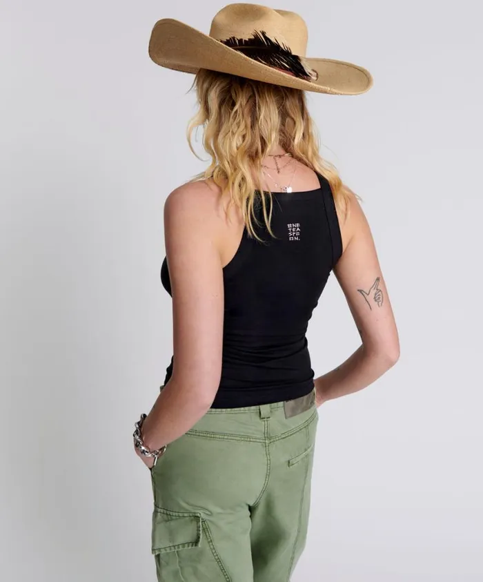 One Teaspoon Tees and Tanks Women Bamboo Miami Tank Black