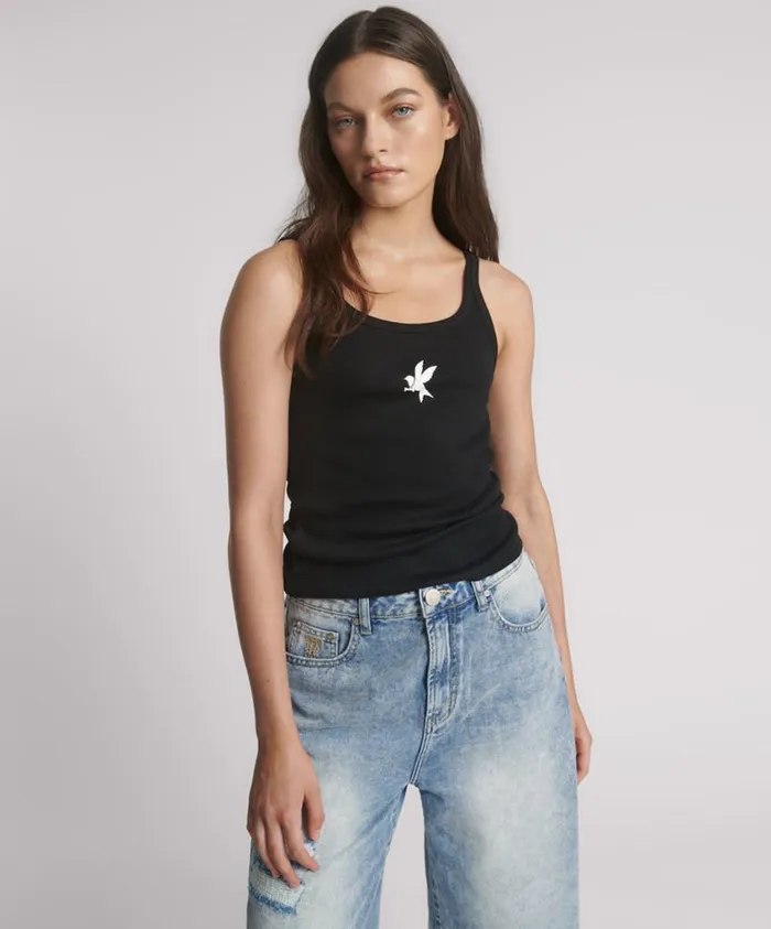 One Teaspoon Tees and Tanks Women Black One Teaspoon Rib Singlet