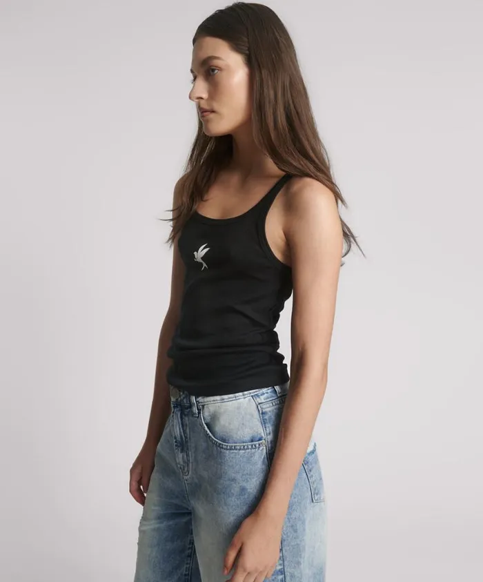 One Teaspoon Tees and Tanks Women Black One Teaspoon Rib Singlet