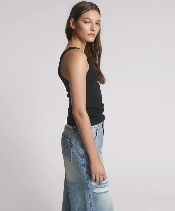 One Teaspoon Tees and Tanks Women Black One Teaspoon Rib Singlet