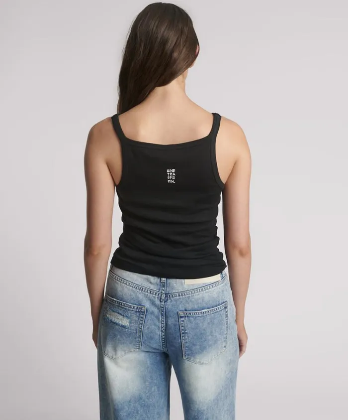 One Teaspoon Tees and Tanks Women Black One Teaspoon Rib Singlet
