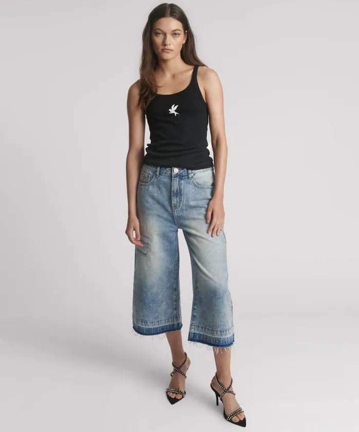 One Teaspoon Tees and Tanks Women Black One Teaspoon Rib Singlet