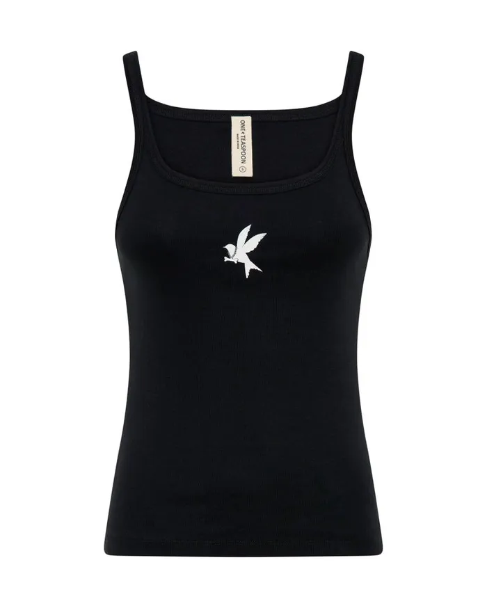 One Teaspoon Tees and Tanks Women Black One Teaspoon Rib Singlet