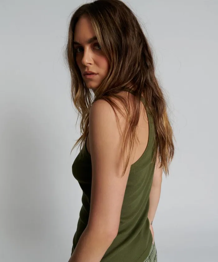 One Teaspoon Tees and Tanks Women Burnt Olive One Teaspoon Logo Singlet