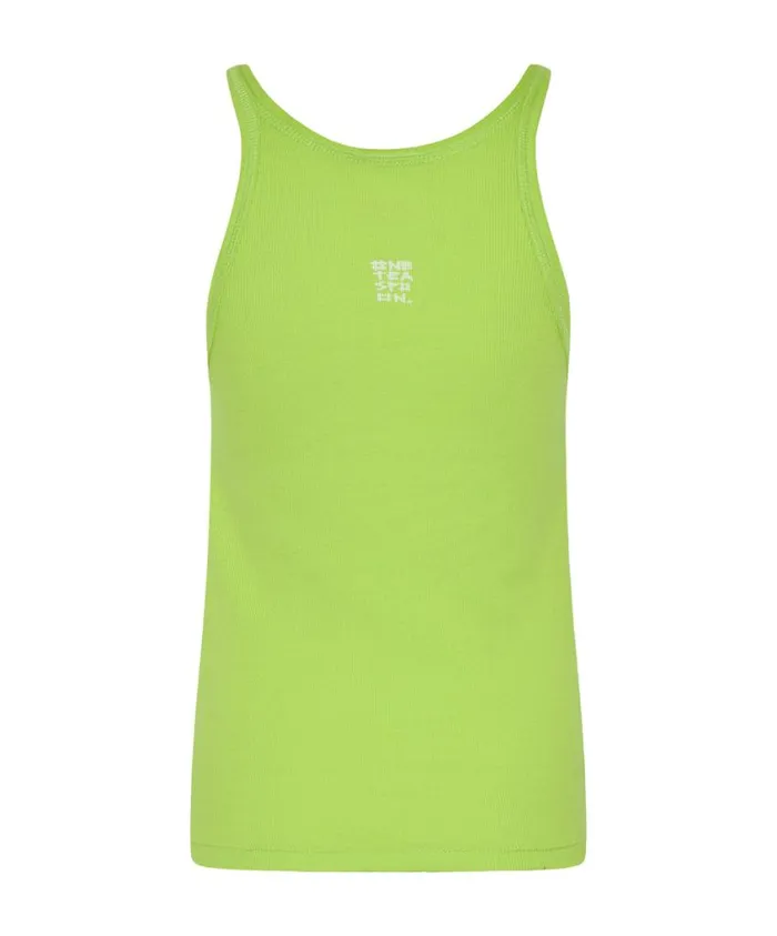 One Teaspoon Tees and Tanks Women Cyber Lime One Teaspoon Logo Singlet