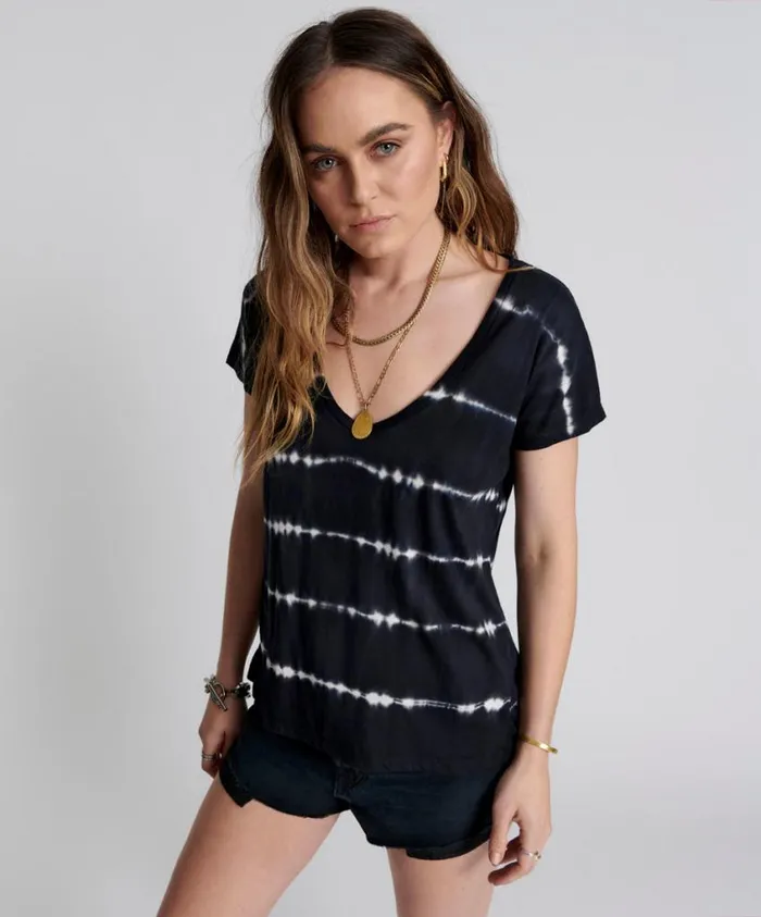 One Teaspoon Tees and Tanks Women Eclipse Hand Dyed Organic Scoop Neck Tee