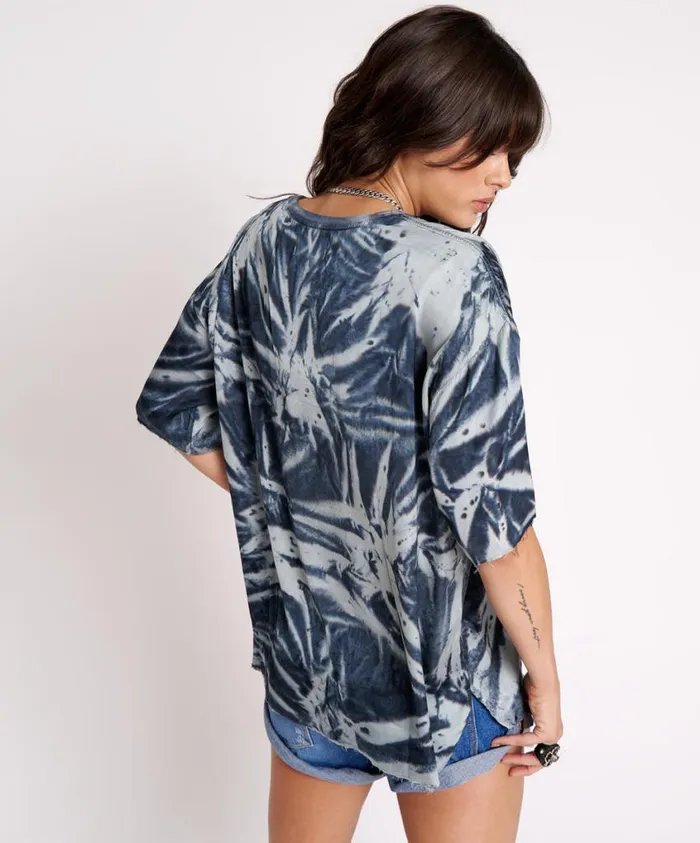 One Teaspoon Tees and Tanks Women Fire Flies Oversized Satin Tee