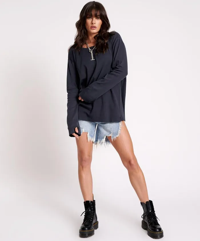 One Teaspoon Tees and Tanks Women Jagger Boyfriend Long Sleeve Tee