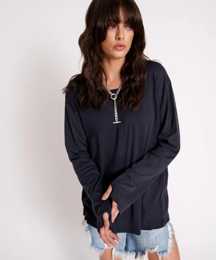 One Teaspoon Tees and Tanks Women Jagger Boyfriend Long Sleeve Tee