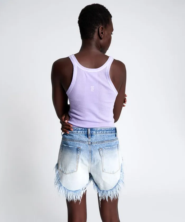 One Teaspoon Tees and Tanks Women Lavender Bower Bird Singlet