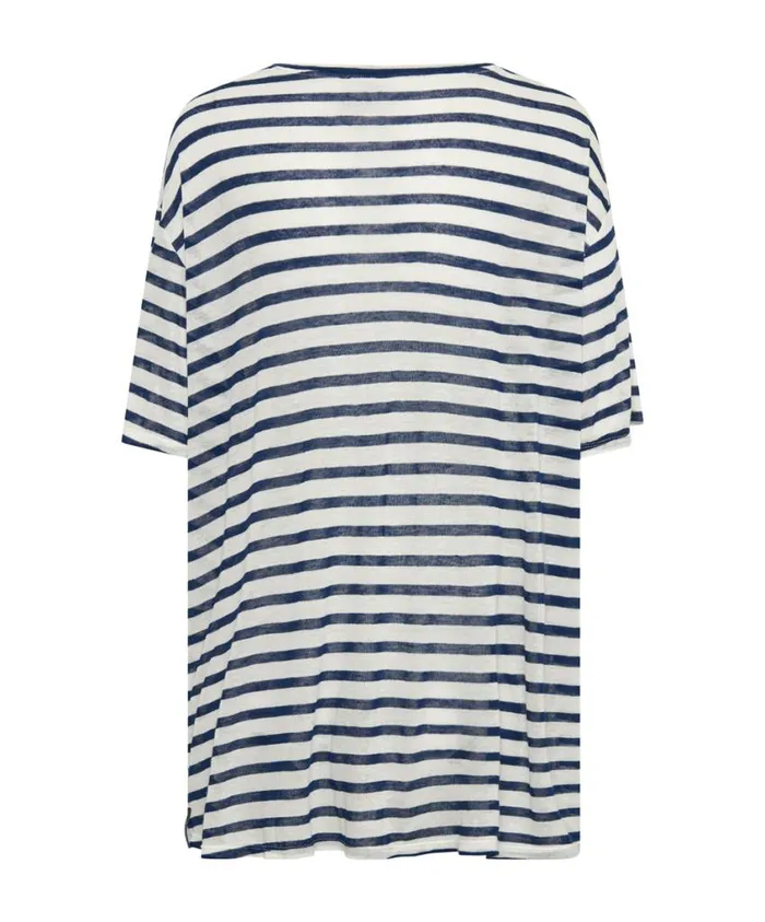 One Teaspoon Tees and Tanks Women Linen Stripe Boyfriend Tee