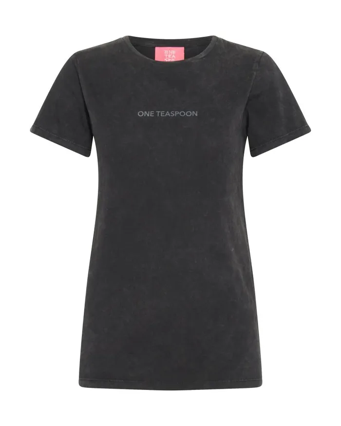 One Teaspoon Tees and Tanks Women One Teaspoon Organic Fitted Logo Tee Black USA
