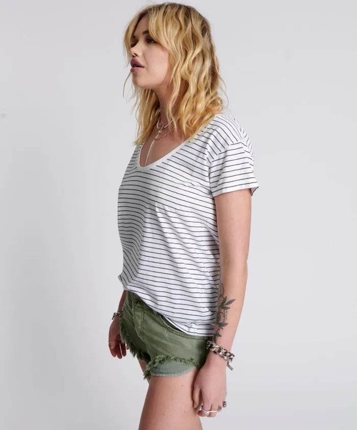 One Teaspoon Tees and Tanks Women One Teaspoon Scoop Neck Basic Tee Multi USA
