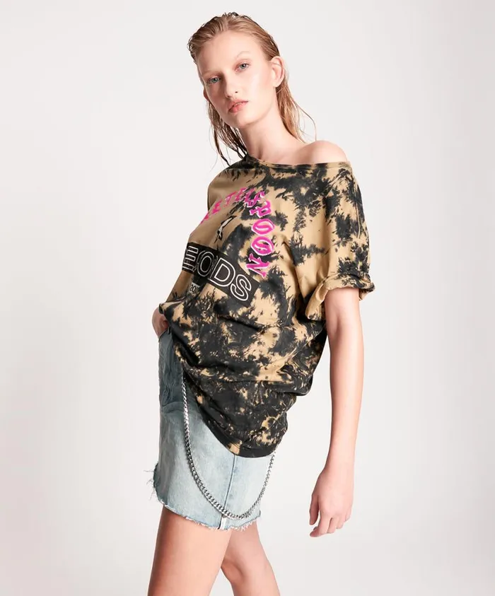 One Teaspoon Tees and Tanks Women Ot Records Tie Dyed Boyfriend Tee