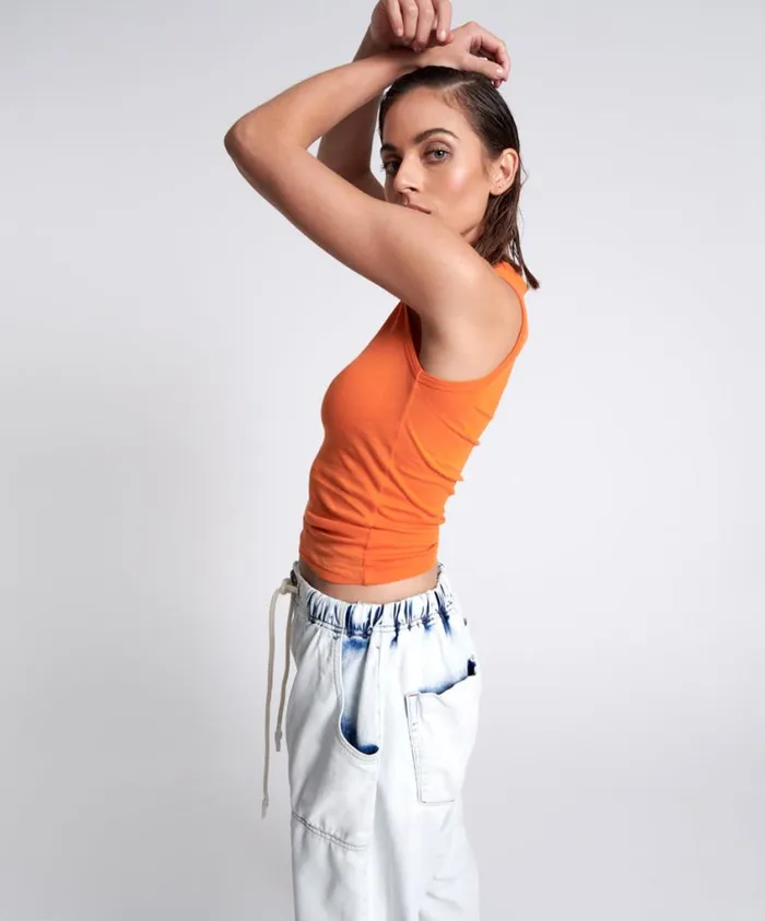 One Teaspoon Tees and Tanks Women OTS Equipment Tank Orange