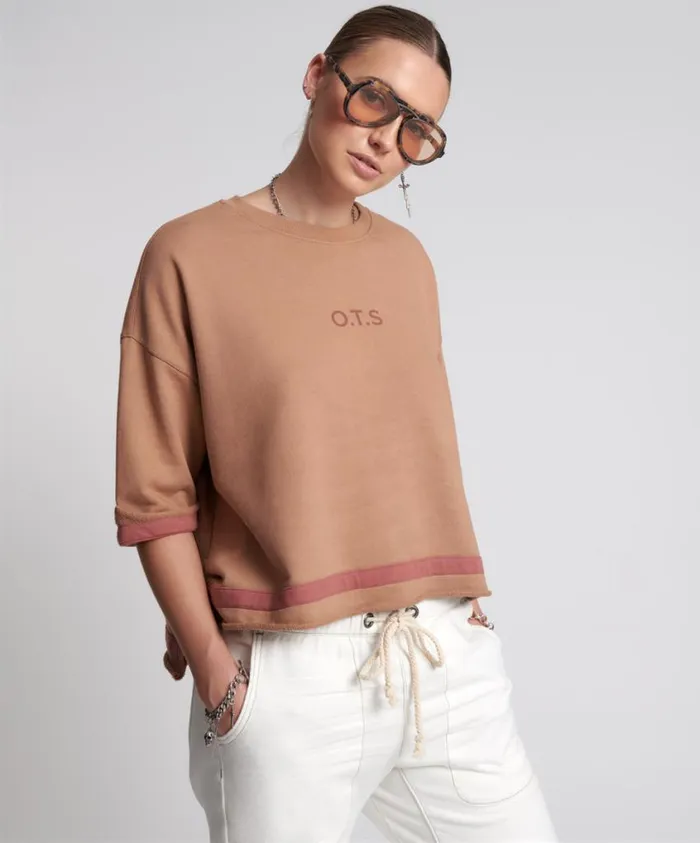 One Teaspoon Tees and Tanks Women OTS Sweat Tee Brown