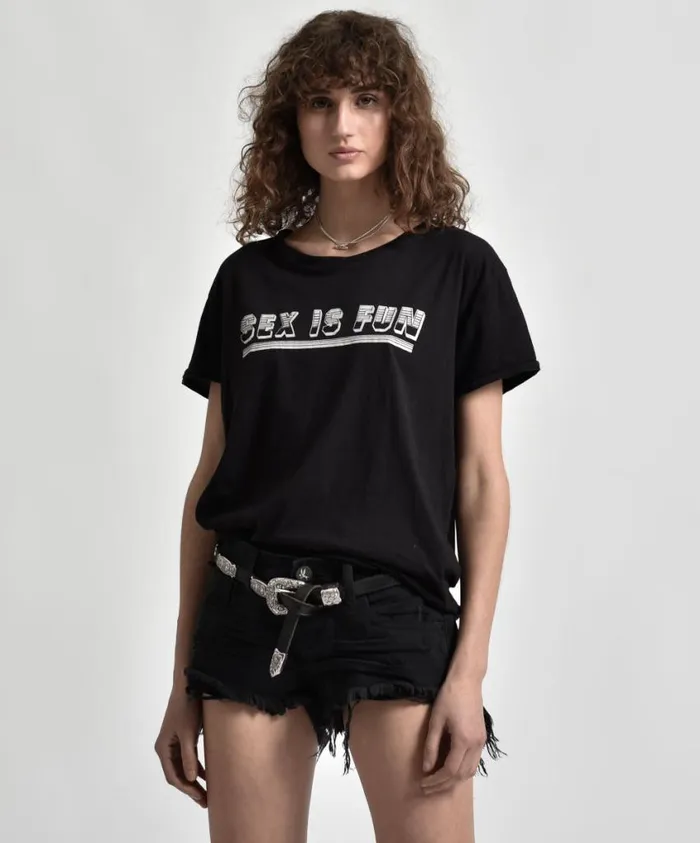 One Teaspoon Tees and Tanks Women Sex Is Fun Tee Black