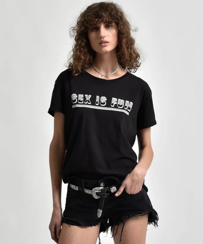 One Teaspoon Tees and Tanks Women Sex Is Fun Tee Black