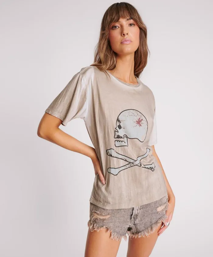 One Teaspoon Tees and Tanks Women Skull And Bones Boyfriend Tee