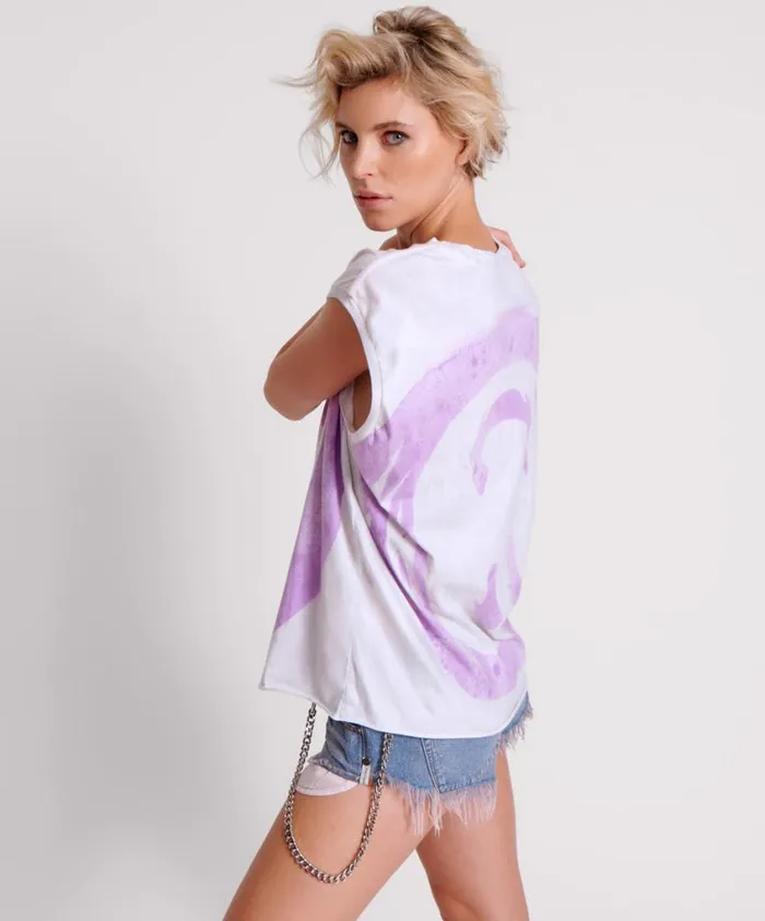 One Teaspoon Tees and Tanks Women SMILEY VIOLET HAND STAINED TANK