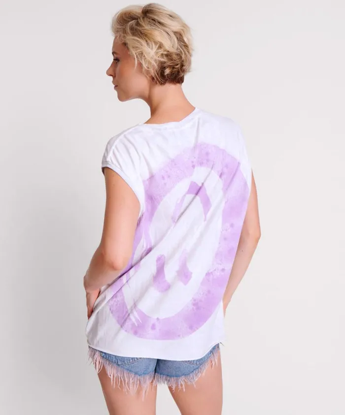 One Teaspoon Tees and Tanks Women SMILEY VIOLET HAND STAINED TANK