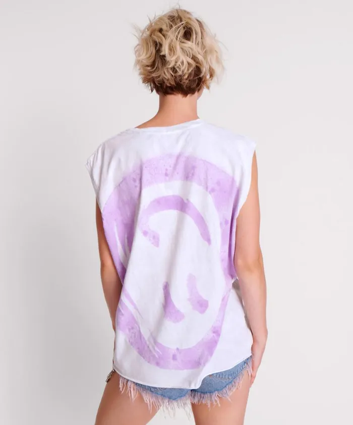 One Teaspoon Tees and Tanks Women SMILEY VIOLET HAND STAINED TANK