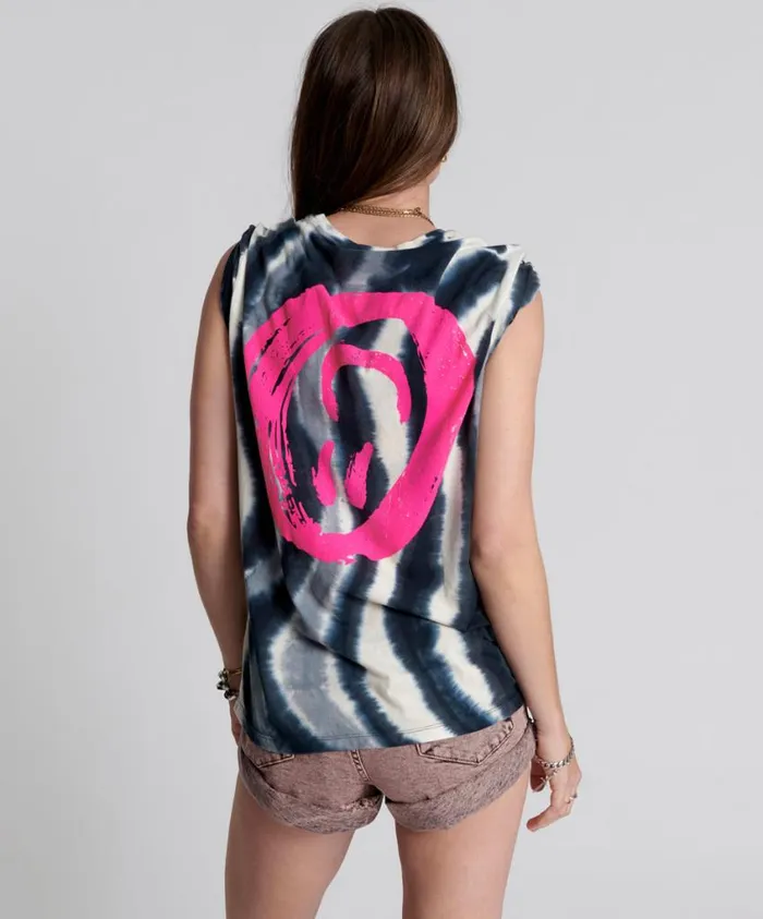 One Teaspoon Tees and Tanks Women Solar Storm Hand Printed Organic Crew Tee