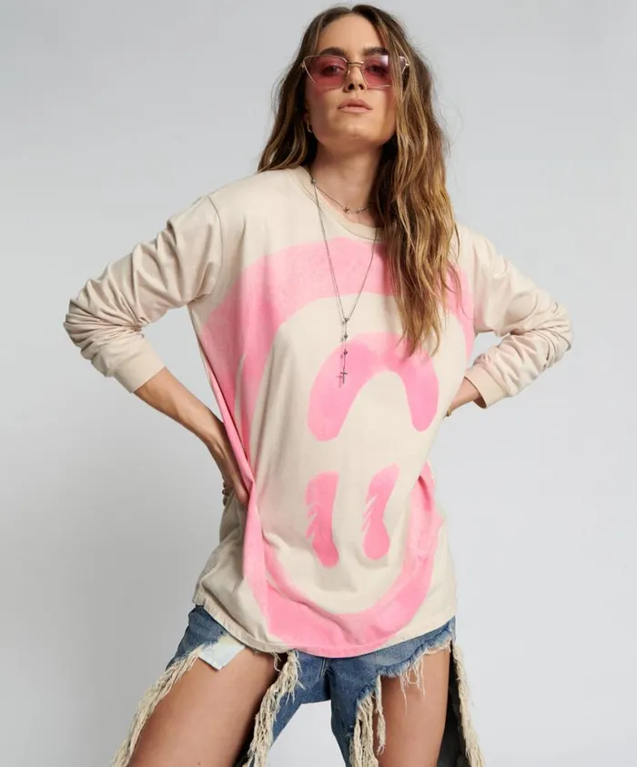 One Teaspoon Tees and Tanks Women Was It All An Illusion Handsprayed Long Sleeve Tee