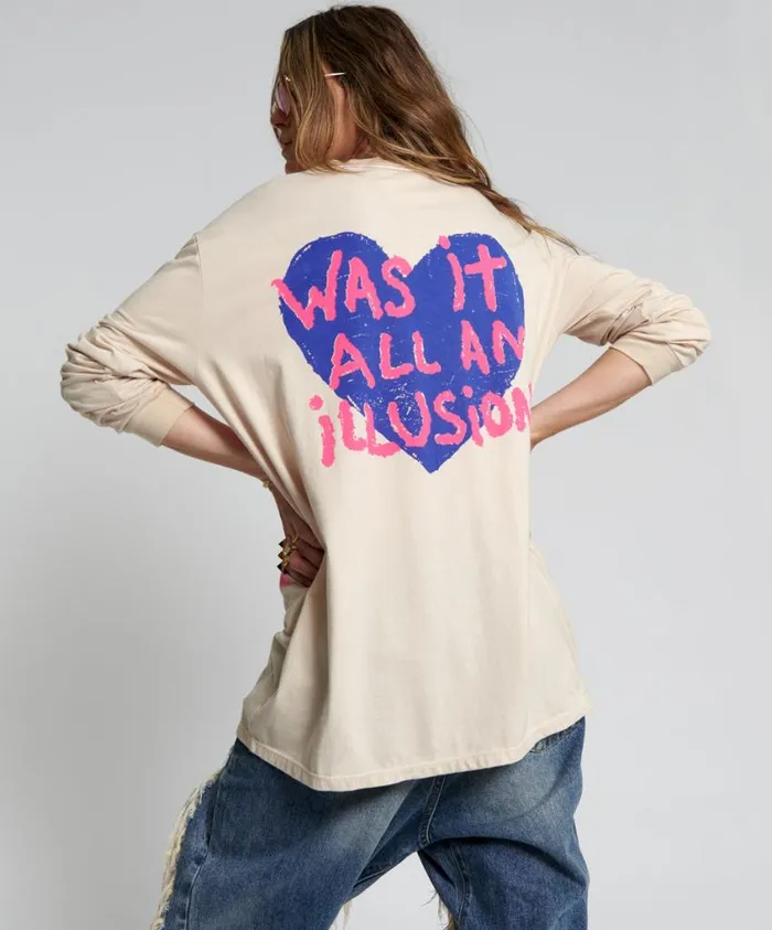 One Teaspoon Tees and Tanks Women Was It All An Illusion Handsprayed Long Sleeve Tee